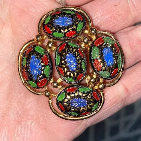 Vintage Sarah Coventry Light of the East Mosaic Brooch Vintage Gold