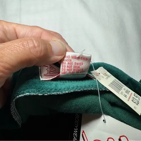 Energie NWT Bodywear bi Vintage 90s Green Velvet Long Sleeve Bodysuit Deadstock