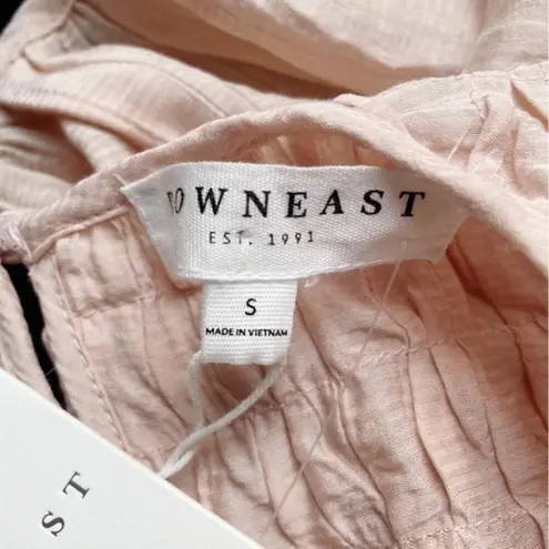 Downeast NWT Pleated Yoke Long Sleeve Blouse Light Beige Blush Size Small NEW