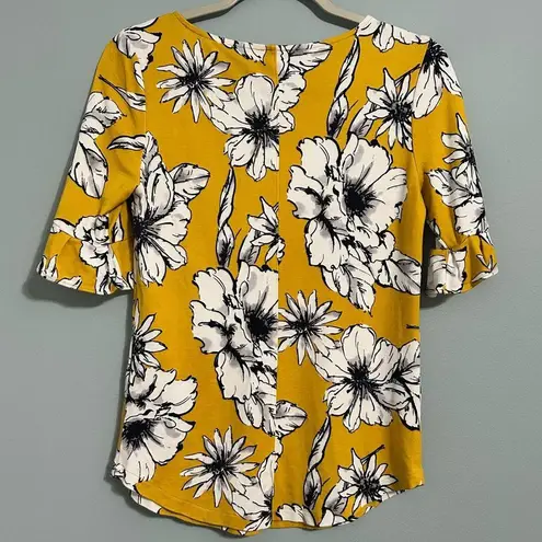 π¦ Ann Taylor Floral Crewneck Blouse XS Yellow