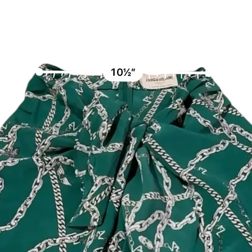 Zadig & Voltaire Zadig & Voltaire Jana CDC Silk Green & Silver Chaines Tie Front Skirt Sz XS