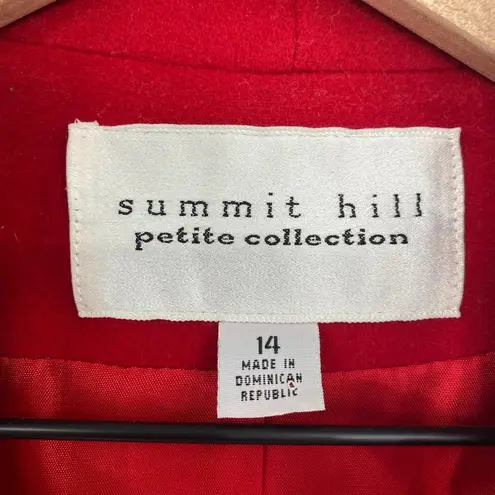 Vintage 90s Wool Cashmere Red Coat Blazer Summit Hill Womens Size 14 Petite