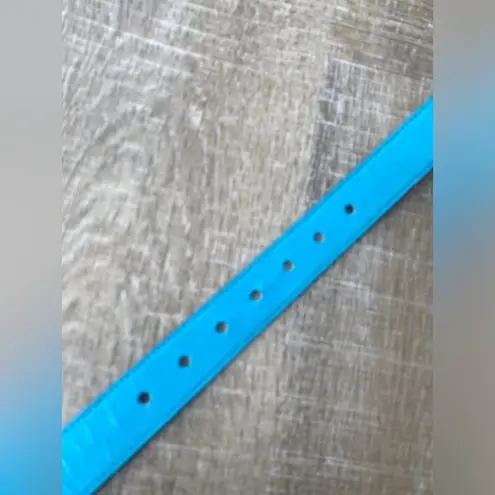 90s Vintage Teal Blue Textured Leather Belt Brass Buckle Women’s M Southwestern Size M