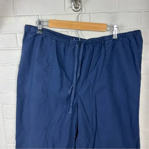 L.L.Bean Navy Classic Fit Cropped Cotton Pants Size XL Blue