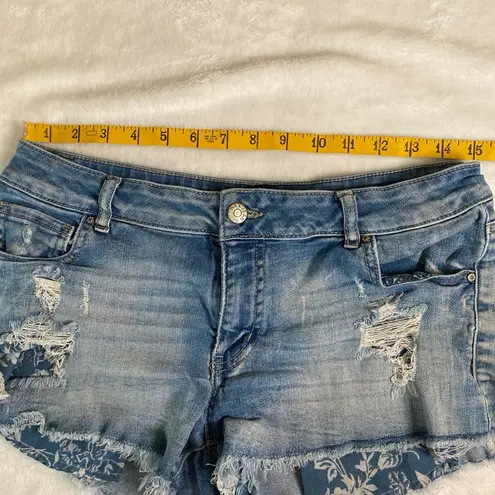 Wax Jean Blue Distressed Jean Shorts Raw Hem