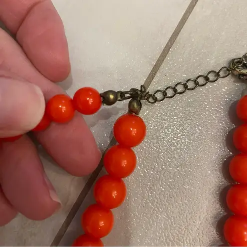 Early 2000s Vibrant Orange Beaded Statement Bib Necklace