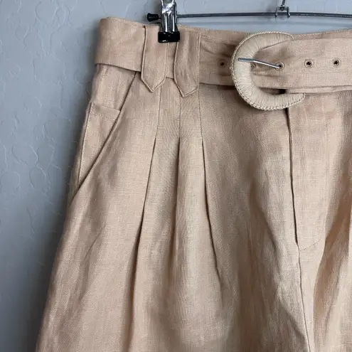 Farm Rio Shorts Womens Medium Beige Tailored Linen Belted High Rise Summer NEW