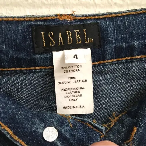 Isabel genuine leather accented boot cut jeans 4 Blue