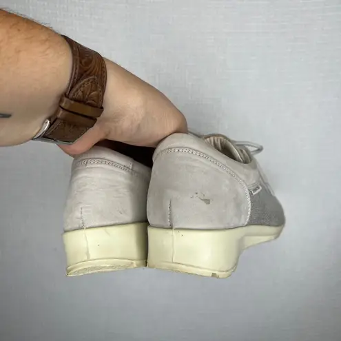 Enval Soft Metallic Silver Leather Oxford Comfort Shoes Made in Italy Size 9