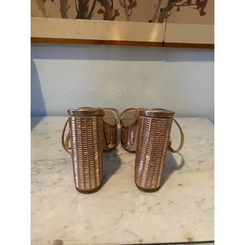 Azalea Wang Catriona Platform Heels Womens Size 11 Rose Gold Strappy Blo Sandals