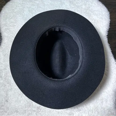 Phenix Black 100% Wool Leather Band Wide Brim Hat