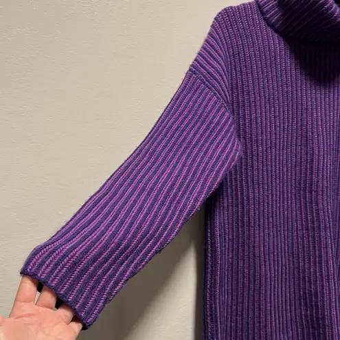 NAADAM Purple Two Tone Turtleneck High/Low Sweater, Wool/Cashmere Blend, Size S