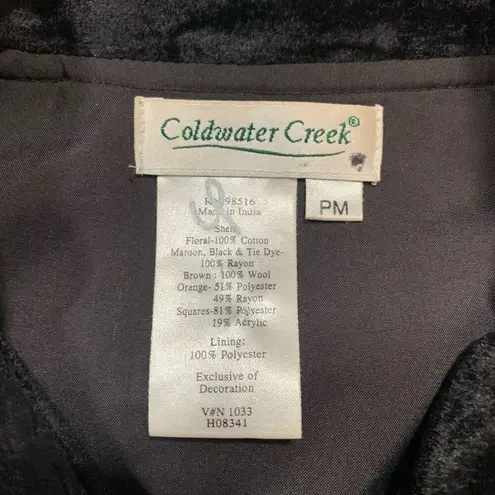 Vintage Coldwater Creek Jacket Patchwork Velvet Burgundy Floral Metallic Sequins Red Size undefined