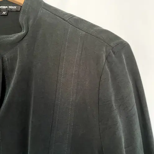 Cynthia Max green velvety vintage button down blazer jacket pockets women's M Size M