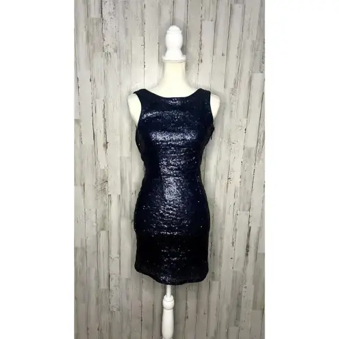 Lulus  Women's Small Time to Shine Blue Sequin Bodycon‎ Mini Dress Party Cocktail