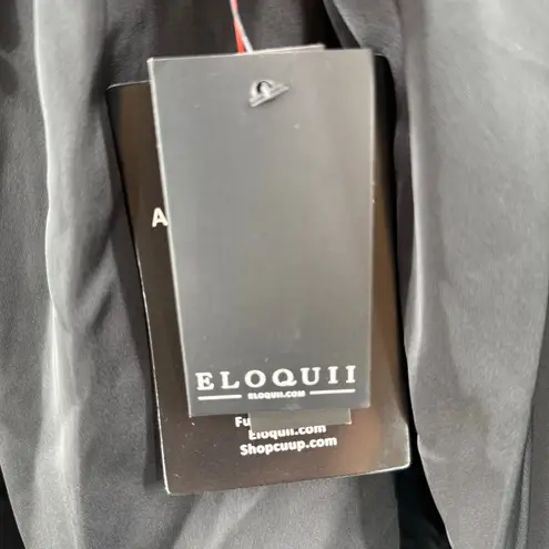 Eloquii Blouse Size 22 NWT Satin Drape Neck Black Plus Curvy Cocktail Office Top