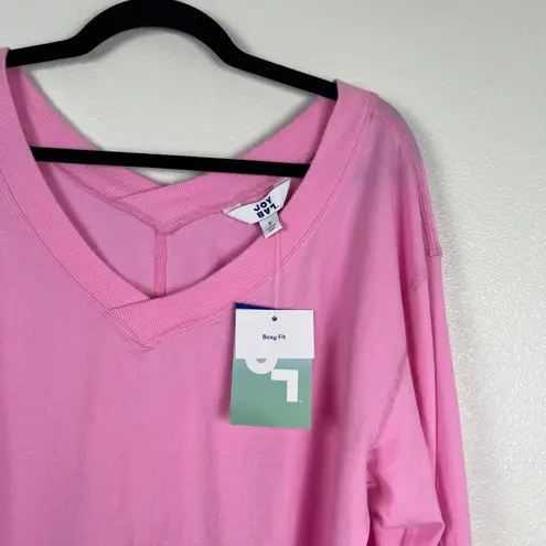 Joy Lab Women's Long Sleeve Boxy Cropped V Neck Tee Pink Sz M NWT Size M