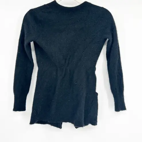 Sophia Milano Womens Y2K 100% Cashmere Black Drawstring Waist Cardigan Sweater S