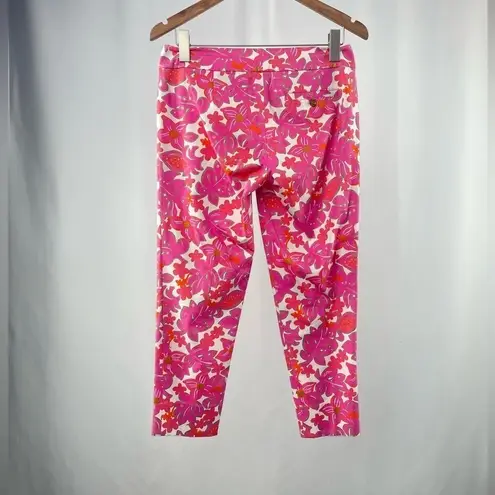 Lilly Pulitzer  Palm Beach Fit Floral Print Pants in White Pink‎ Size 2