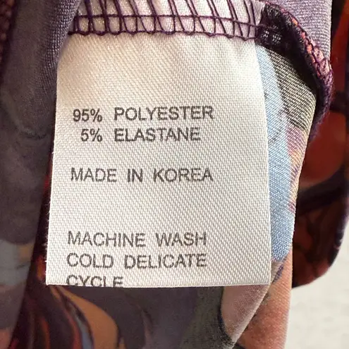 Tracy Negoshian Women XS Orange Purple Feather Print Twist Front Dress NWT