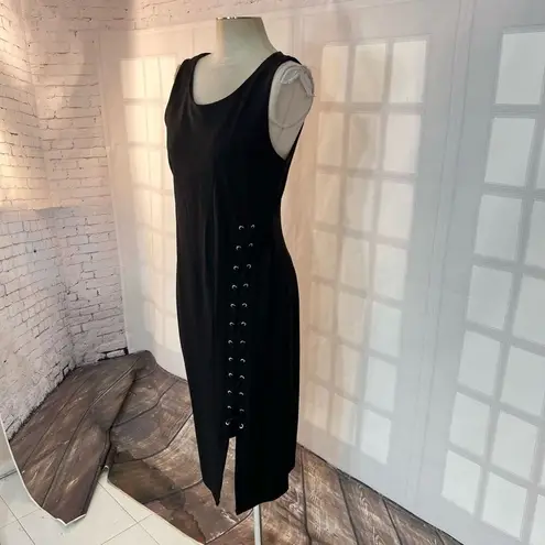 T Tahari Black Lace Up Skirt Sleeveless Sheath Cocktail Party Dress Size 10