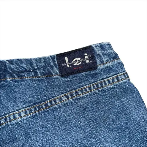 l.e.i lei VTG Y2K Sz 3 Mid Rise Medium Wash Denim Exposed Button Fly Shorts 29 Blue