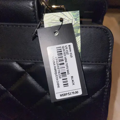 Badgley Mischka Quilted Mini Tote Crossbody Bag Black New With Tags