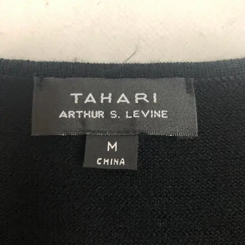 Tahari Sweater Dress Womens Medium Wool Blend Double Breasted Midi Old Money Black