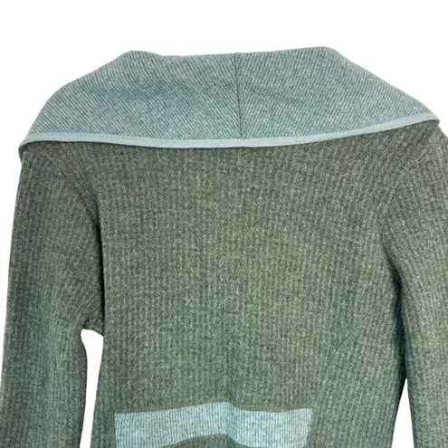 prAna Milana Asymmetrical Wool Snap Button Jacket Green Long Pockets Size M $180