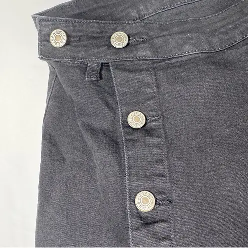 NWOT Button Front Split Denim Midi Skirt – High Waist Slim Fit Pencil Skirt (XL) Black