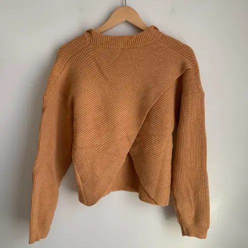 Six/fifty Women fold over Knit sweater Tops Rust M