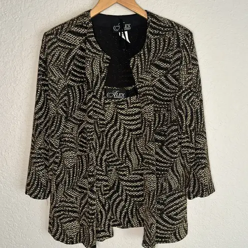 Alex Evenings Gold Metallic Set Tank Top Jacket Size XL Formal Cocktail Wedding