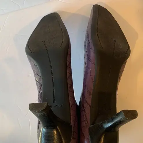 Nine West  Vintage Y2K Maximalist Purple Croc Embossed Square Toe Booties SZ 8.