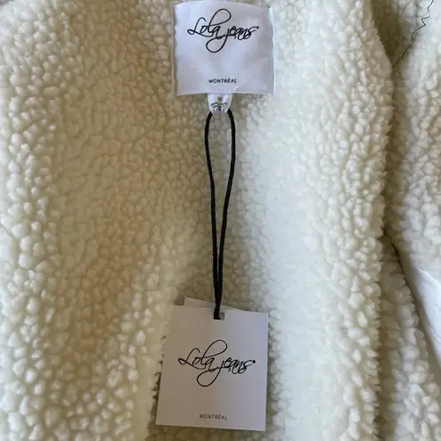 Lola Jeans Sherpa Lined Denim Jacket Medium – Off White Cozy Western Boho NWT