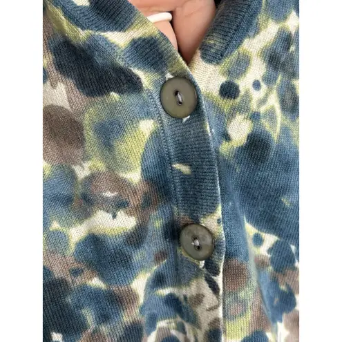 J Jill Cashmere Silk Blend Short Sleeve Button Cardigan Size Medium Petite Cozy Blue