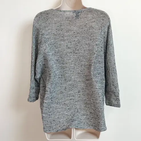 Alfani π high low lightweight 3/4 sleeve scoop neck gray sweater