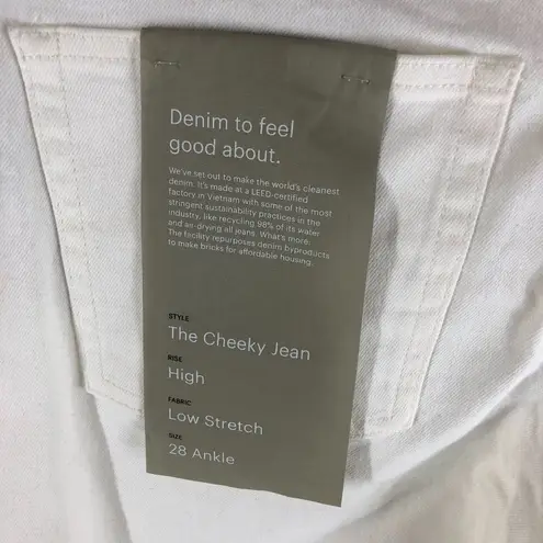 Everlane  Womens The Cheeky Jeans Ankle High-Rise Low Stretch Denim White 28