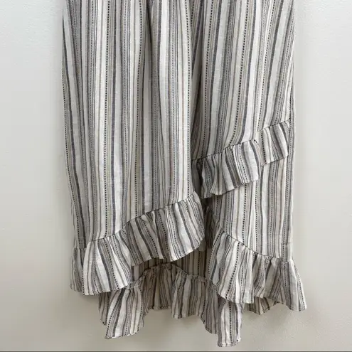 Ava James Linen Striped Ruffle Dress Women’s Size S Summer Cruise Vacation