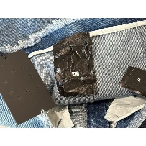 EZR Moto Straight Leg Jeans in Deep Blue 27 New Womens Cut Waist Denim Pants