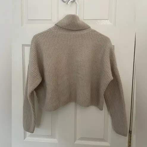 Madewell  Resourced Cashmere Turtleneck Cropped Ribbed Sweater Tan Size Medium