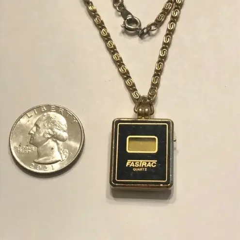 Vintage Gold Tone Fastrac Quartz Watch Chain Link Necklace