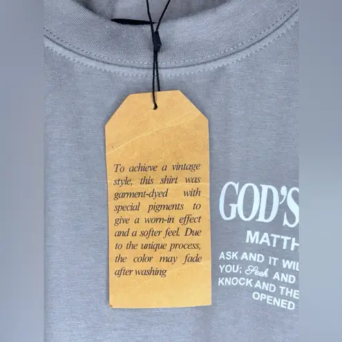 NWT GOD WORK Women’s/Mens Oversized Drop Shoulder Graphic Worship Tee Gray Size L