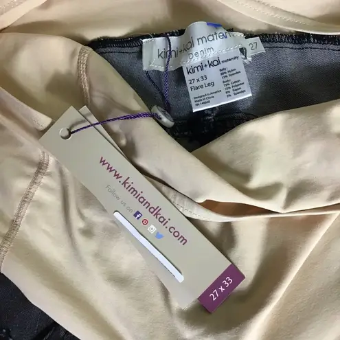 Kimi + Kai Maternity Jeans Women Sz. 28x33 NWT Grey/ Nude panel Flare Leg