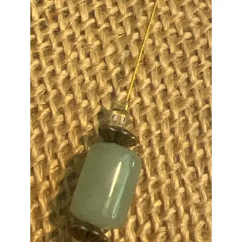 Vintage Gold Tone Necklace Jade Agate Pink Green Toggle Clasp Genuine Stone 22"