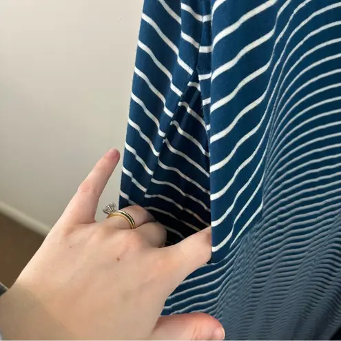 Matilda Jane Set Sail Maxi Dress Teal Blue Green White Striped Pockets VNeck XL