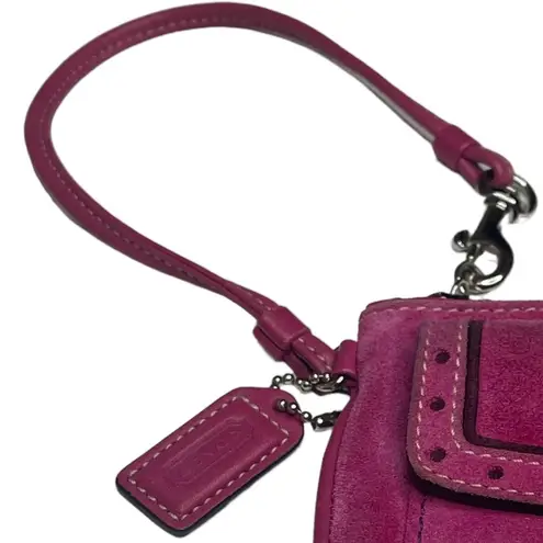 Coach Vintage 90’s: ❃ Suede Turnlock Wristlet Bag ❃ Magenta + Silver Hardware ❃