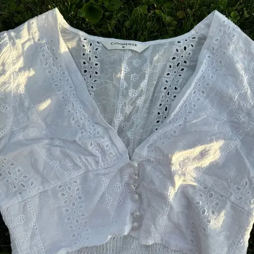 Eyelet Cropped Blouse White Size M