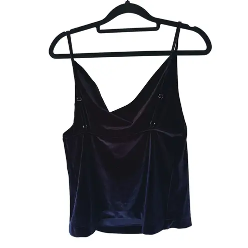 OAK Cowl Neck Velvet Cami Tank Top Black Small Goth Vamp Old Money Cocktail