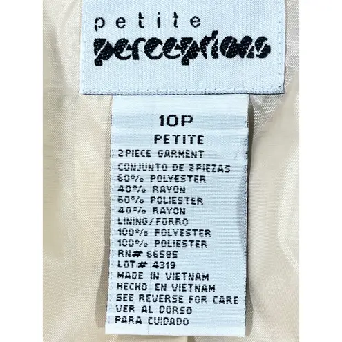 Perceptions Petite Womens Shimmer Paisley Brocade Skirt Suit Jacket Set Gold 10P