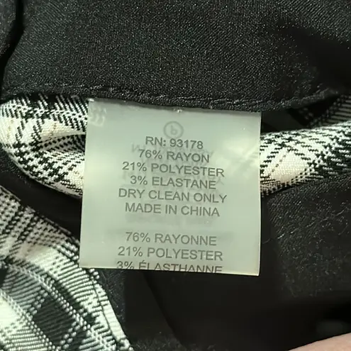 Elie Tahari Plaid Straight-Leg Crop Trousers Black White Plaid Size 6